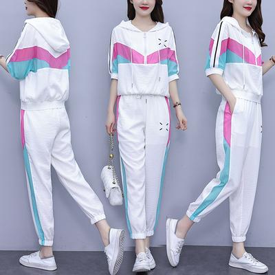 T-shirt estiva con cappuccio Tuta sportiva casual da donna taglie forti moda tuta due pezzi