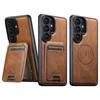 2 In 1 Detachable Oil Wax Pattern Magnetic Leather Phone Case for Samsung S26 Ultra S25 Plus S24 S23 S22 Wireless Charging Cover