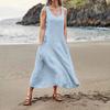 Women's Fashion Casual Colour Sleeveless Cotton Linen Pocket Dress
