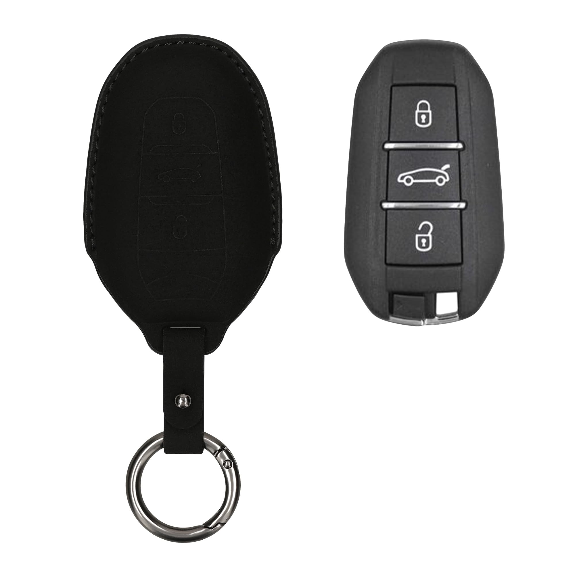 kwmobile Peugeot Citroen 3-Button Car Key Smartkey (Keyless Go Compatible 60mm x 120mm x 17mm чёрный