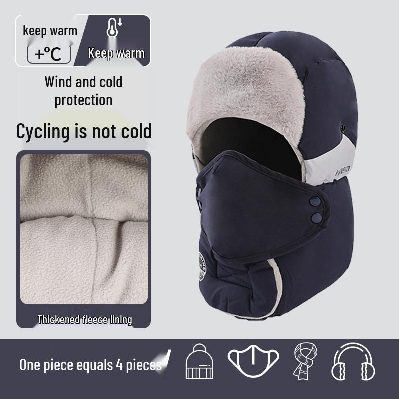 Fleece-Lined Winter Ski Hat - Windproof Pilot Hat with Ear Protection