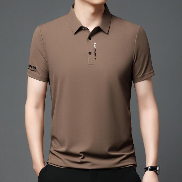 Summer Men's Short-sleeved Lapel POLO Shirt, Fashionable Solid Color Small Waffle Middle-aged Men's Casual Printed Dad Shirt