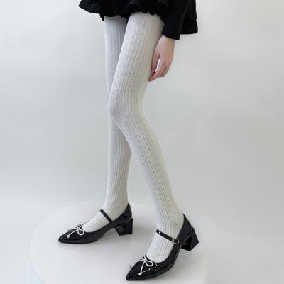 Medias de Mujer Otoño e Invierno Algodón Tejido Hasta el Muslo Medias Pantimedias Lencería Medias Femeninas Medias Lolita Pantimedias