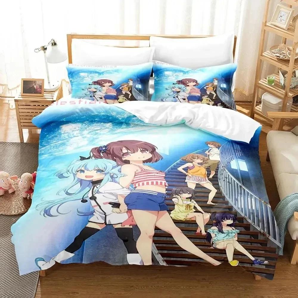 Anime Sora No Method Celestial Method Bedding Set Printed With Pillowcase Duvet Cover Soft Single Double Queen Super King Size