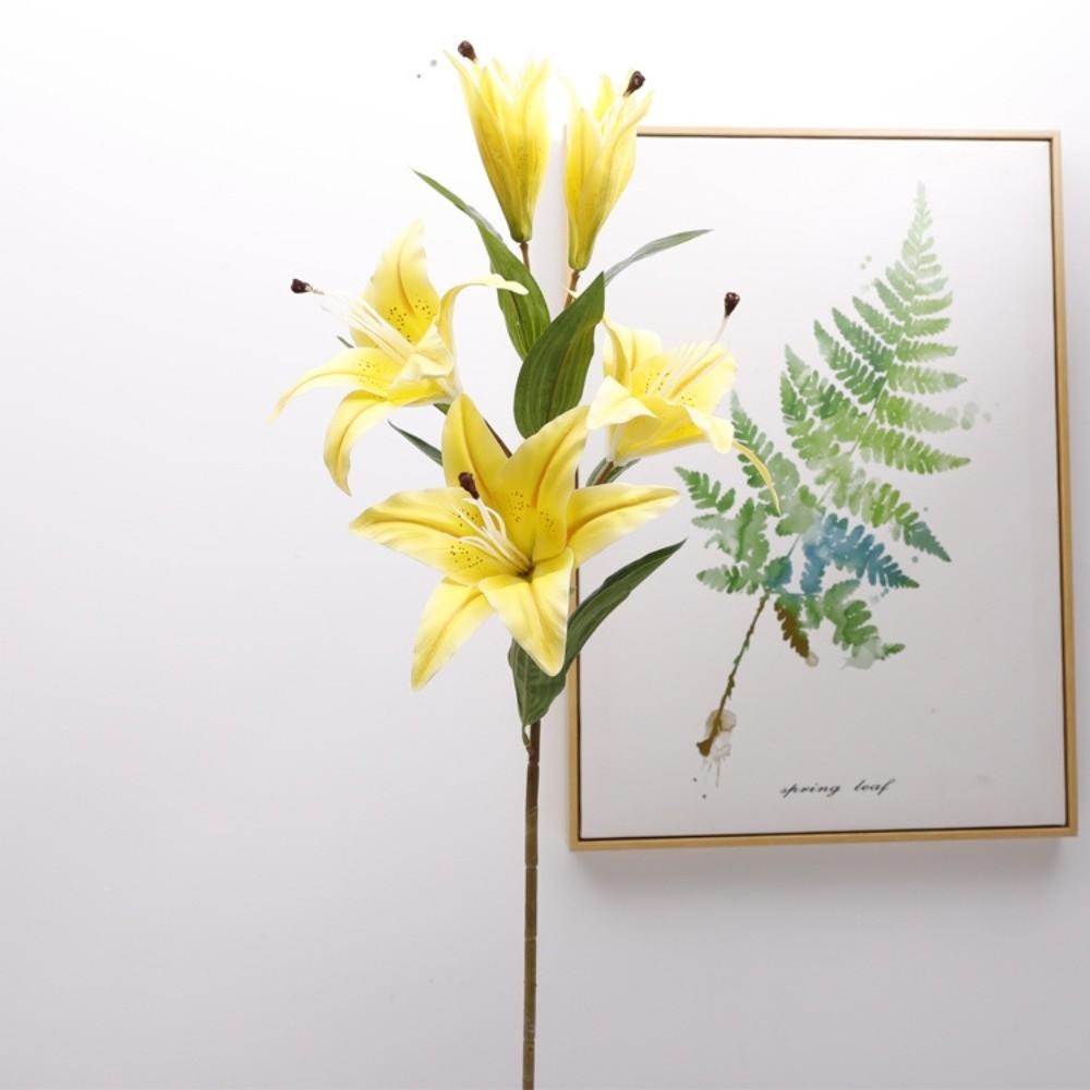 Echte Berührung Simulation Lilium Brownii Blume 5 Köpfe Künstliche Blumen Outdoor Gartendekoration