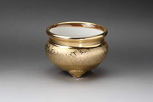 Ceramic Arte (Ceramic Arte) Buddhist Altarware - Gold Arabesque Pattern [Incense Burner 3.0 inch / Genuine Gold Finish / Made in Japan] Diameter 9 x H