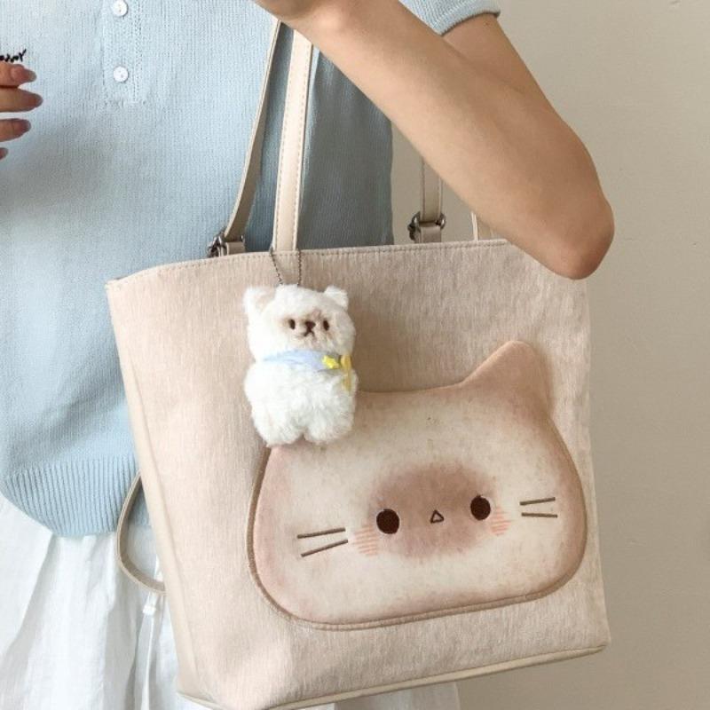 Cute Toast Kitten Handbag Women's New Versatile Student Schoolbag Fashion Trend Messenger Bag