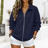 Women's Zip Up Drop Shoulder Long Sleeve Sweatshirt Top