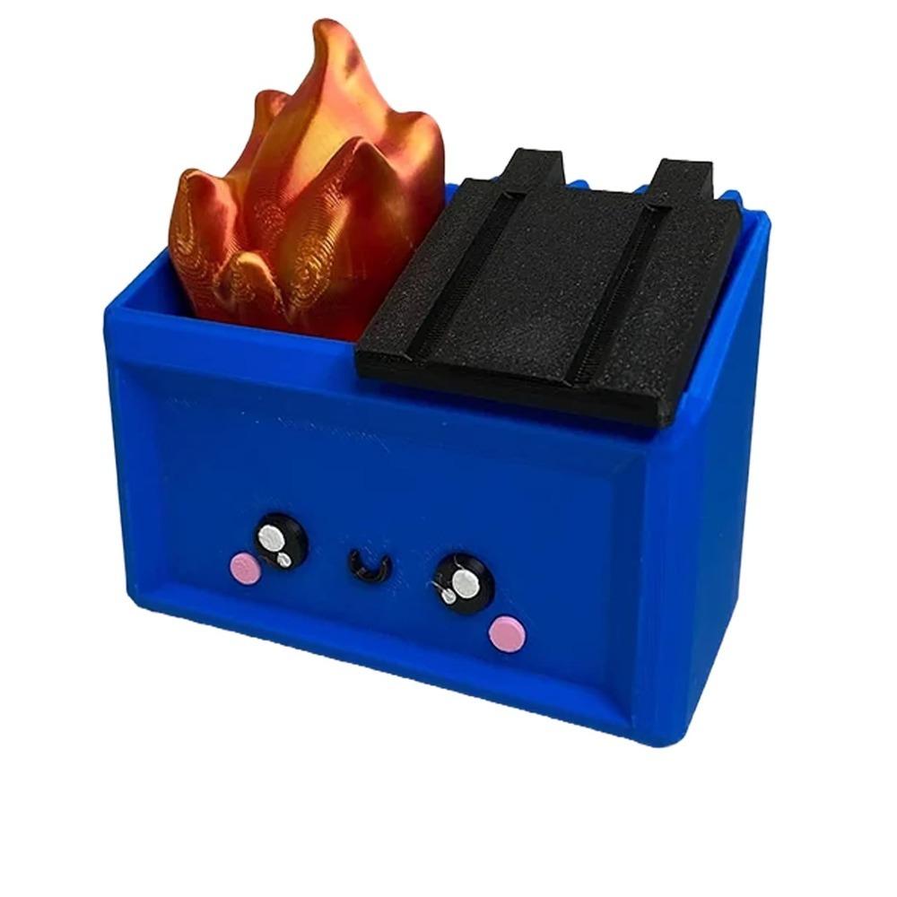 New Desk Decoration 3D Printed Dumpster Plastic Gift Dumpster Fire Ornament Fire Desk Figurine Bedside Shelf