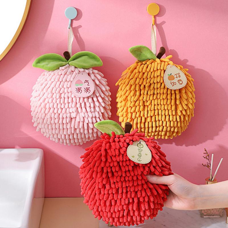 Cute Chenille Hand Towel Kitchen Bathroom Hand Ball With Hanging Loop Quick Drying Soft Absorbent Towel Home Tool