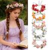 1PC Floral Wreath Pink Rose Flower Crown Girls Bohemia Garland Headpiece With Adjustable Ribbon Bridal Wedding Accessories