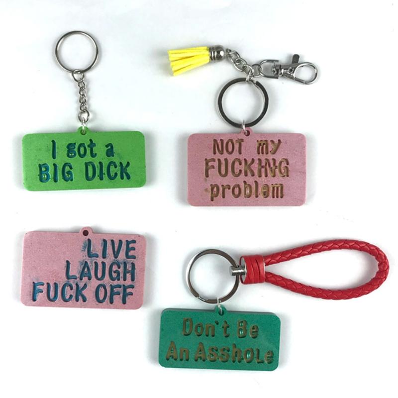 2PCS Word Resin Molds Silicone Keychain Epoxy Casting Mold for Key Fob Luggage Tag for DIY 2Pieces Crafts Pendant Making