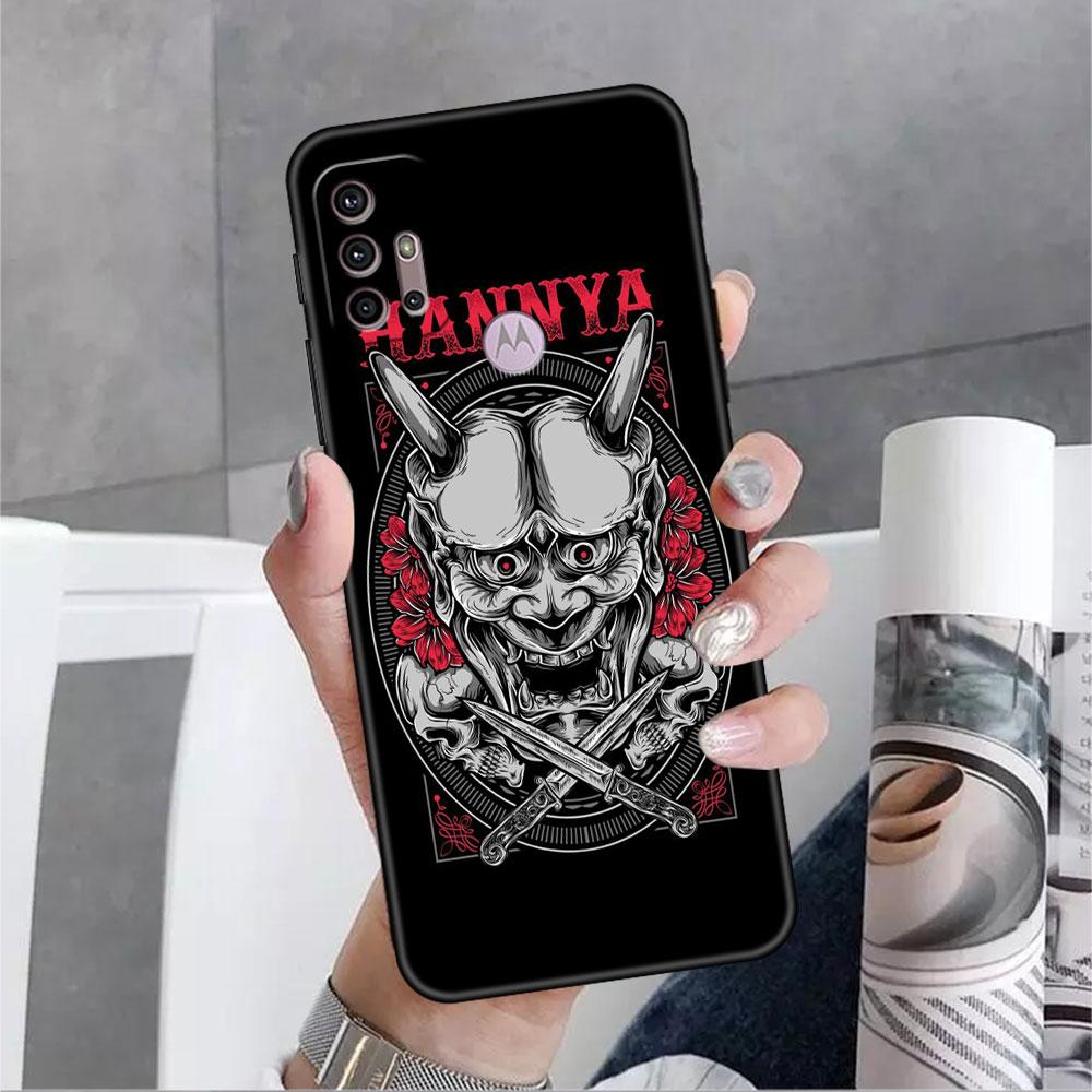 Etui Do Motorola G30 G60 G22 G9 Play G82 G52 G8 G9 G50 One Fusion Edge 20 Czarne Miękkie Nakładka Na Telefon Samurai Maska Oni