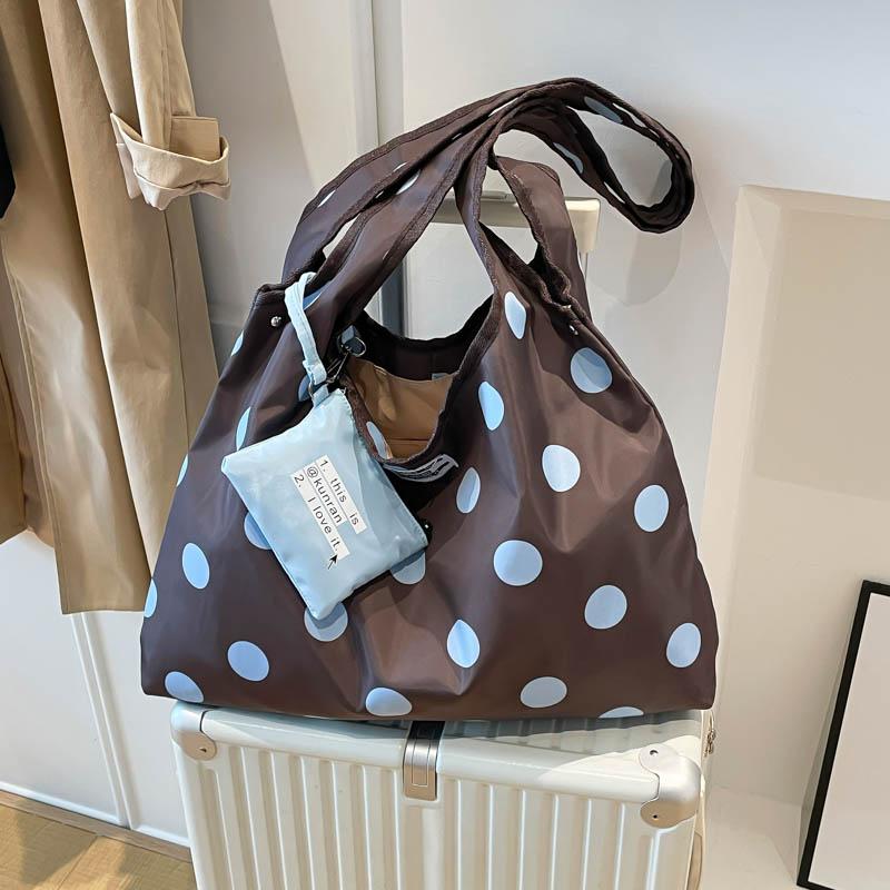 Nyl Dots Zipper Large Capacity Casual Tote 2026 New Korean Style Versatile Bags Daily Commute Fashi Shoulder Bags Bolsa