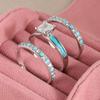 Huajie 3pcs/set Vintage Style Blue Stone Sparking Square Zirconia Rings for Women Party Gift Ladys New  Trend