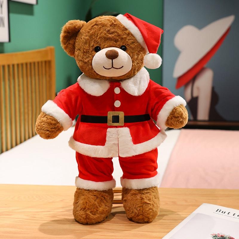 Christmas Bear Teddy Bear Doll Plush Toy Christmas Hat Hug Bear Doll Children's Soothing Ragdoll