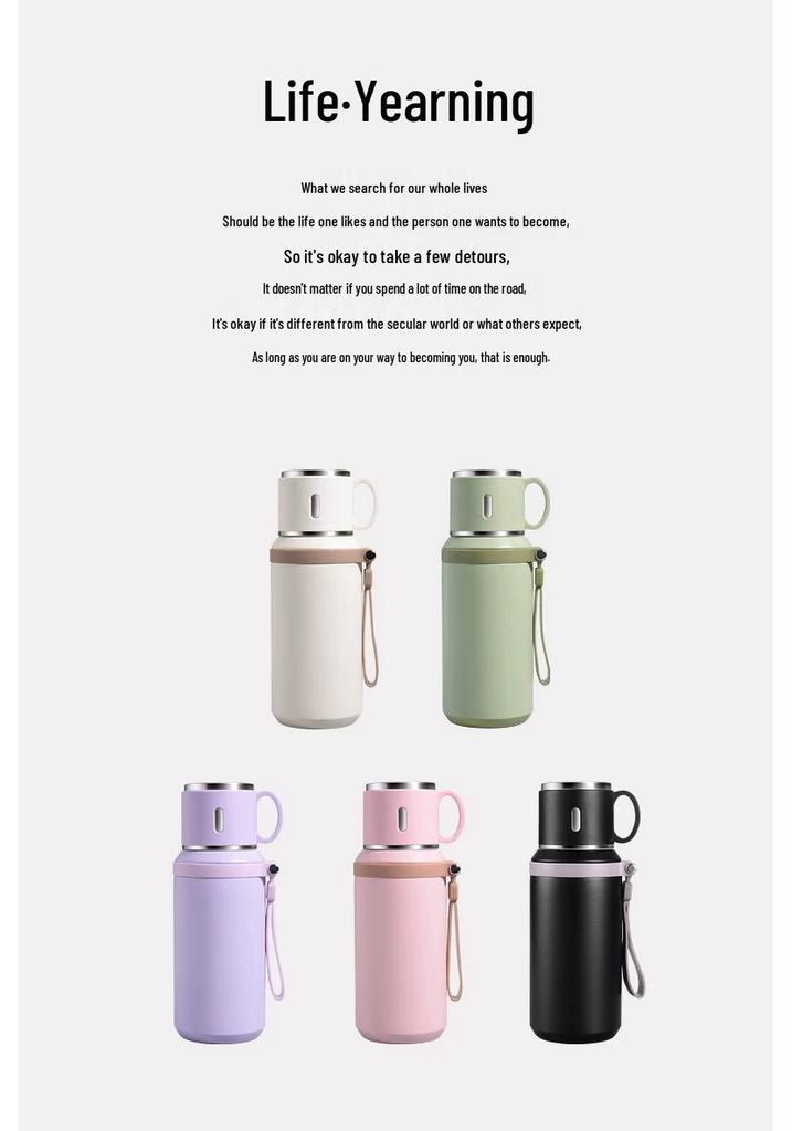 316 Stainless Steel Sports Water Bottle with Tea Separator, Lanyard, and Bounce Lid
