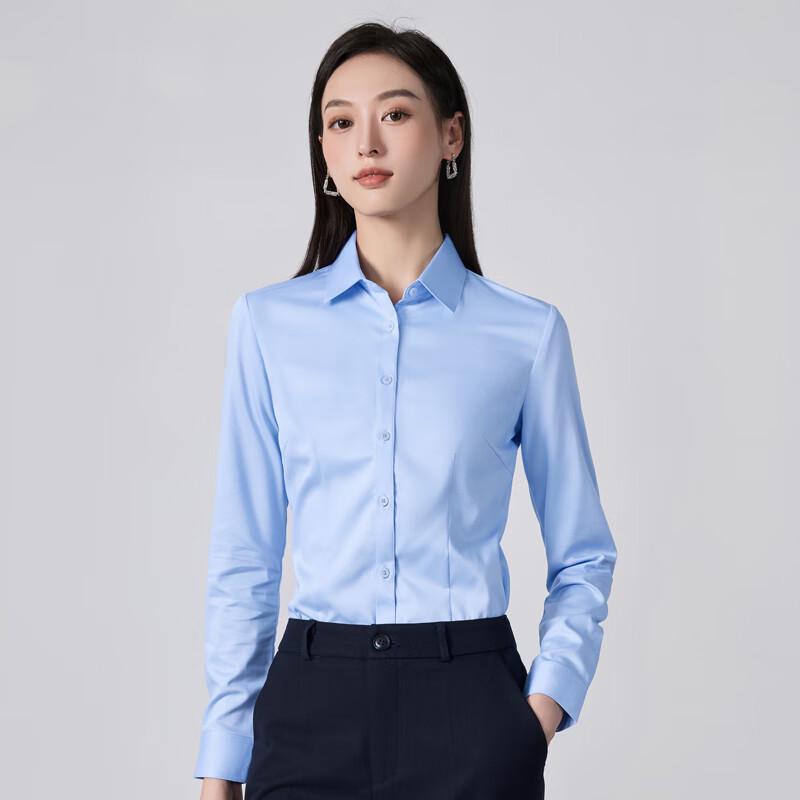 Teluoman Women's Long-Sleeve Non-Iron Business Shirt