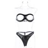 Sexy Versuchung Dessous Open Cup Bustier Set mit Damen Leder Bondage Kleidung für Fetisch BDSM Bundle Sexspielzeug für Erwachsene