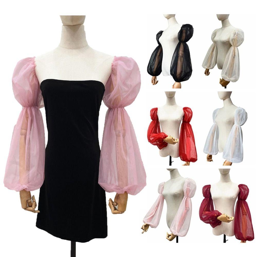 Long Sleeve Decorative Sleeves Solid Color Long Sleeve Cover Tulle Arm Cover  Dress Decoration