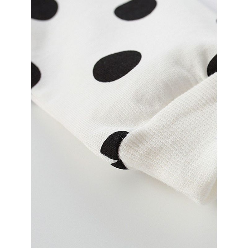 Cartoon Polka Dot Pig Girl Long-Sleeve Pullover Sweatshirt Baby Pure Cotton Autumn Clothing Small Children's Base Shirt White Top Trendy