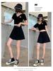 2026 Plus Size High Waist A-Line Black Pleated Shorts for Women