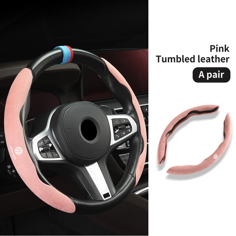 Leather Car Steering-wheel Cover Anti-slip Steer Wheel Cushion For Volkswagen VW Scirocco Passat Polo B5 B6 B7 CC Tiguan Sharan QS0