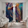 2 st HD Havsbottens Värld självlysande maneter dekorativ gardin Färgsystem digitaltryckt gardin Heminredningsstil Dec