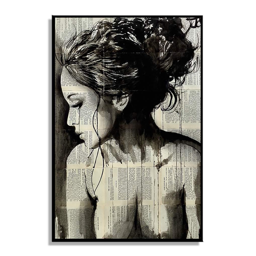 

Абстрактная газетная девушка, женская картина с изображением лица, постер для спальни, гостиной, холст, картина