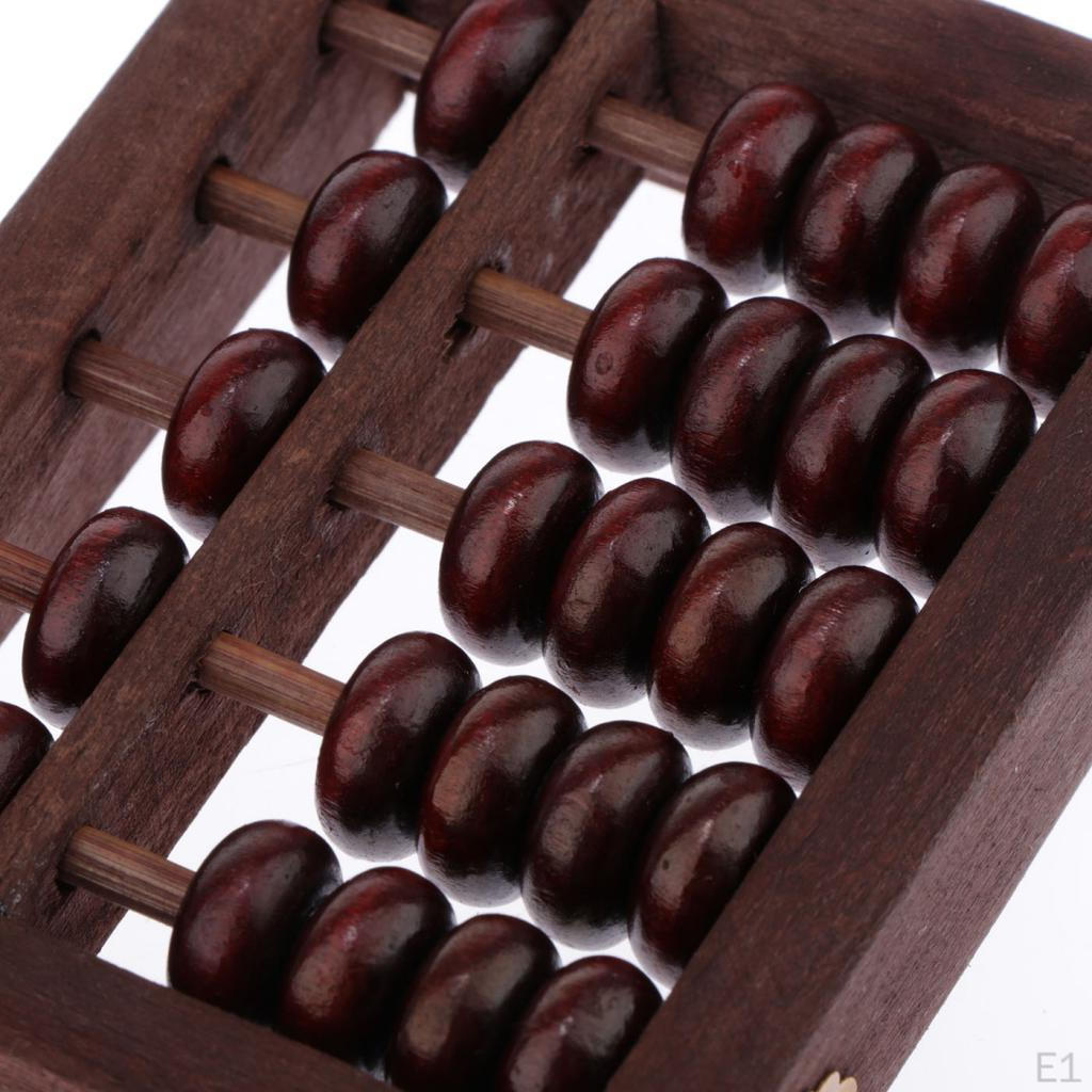 Vintage Chinese Wooden Bead 5 Rods Arithmetic Abacus With Box Collection