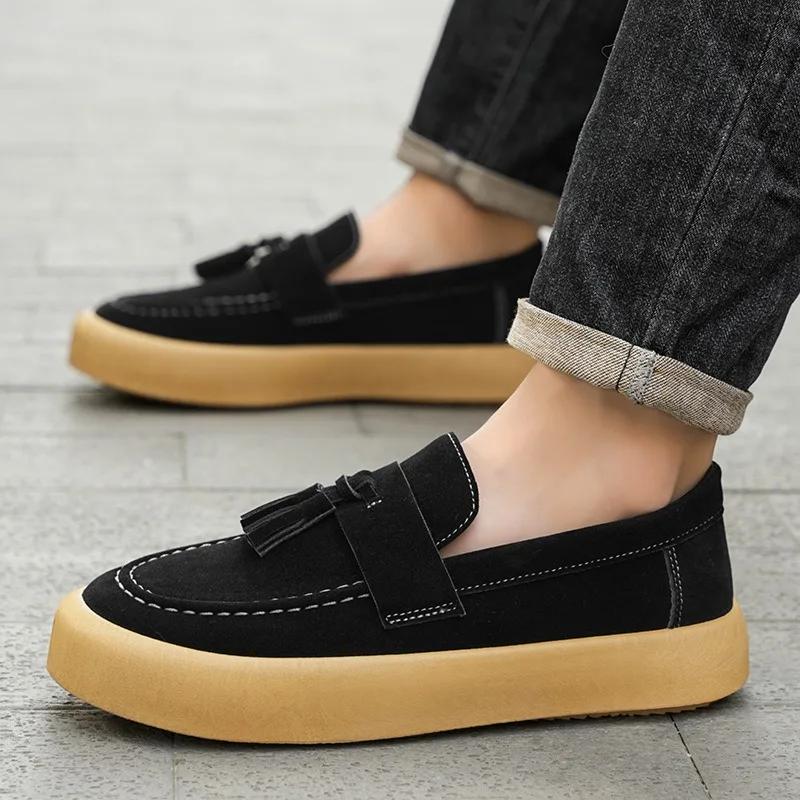 Men Shoes Fashion Platform Vulcanized Shoes Suede Casual Shoe Classic Slip on Loafers High Quality Men's Sneakers Zapatos Hombre