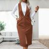 Damskie Sukienki Midi Casual w Jednolitym Kolorze z Odkrytymi Plecami Sukienka Damska