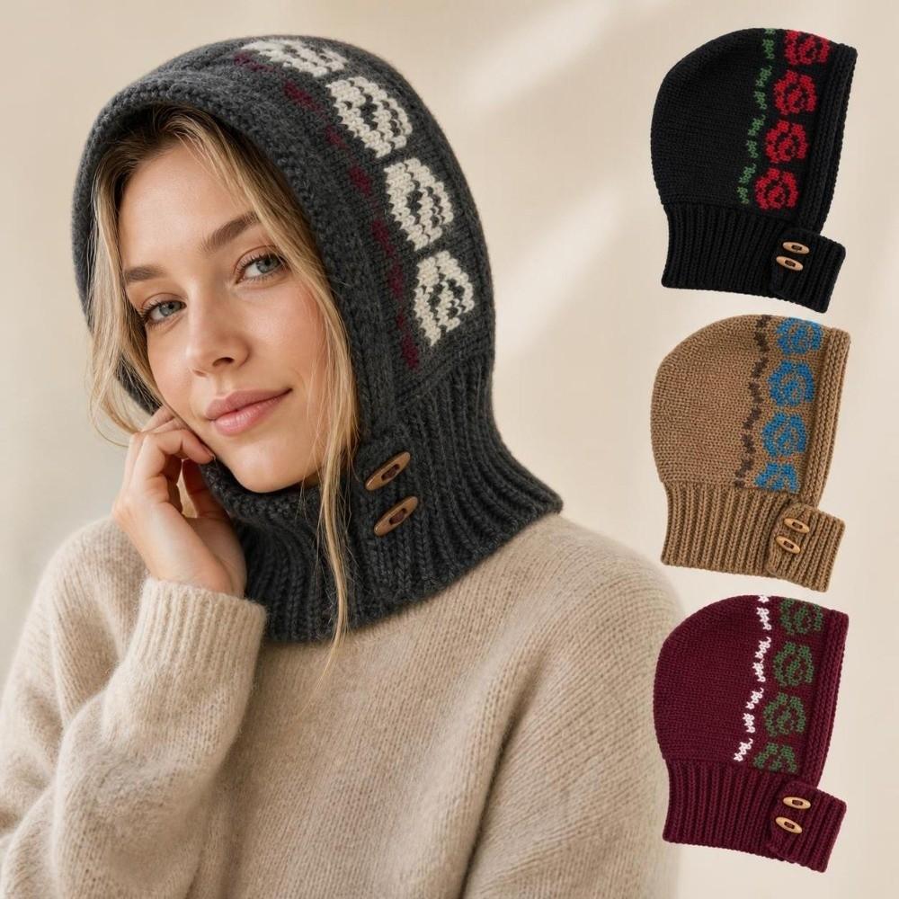Ear Protection Knit Balaclava Warm Hooded Beanie New Korean Balaclava Hat Women Girl