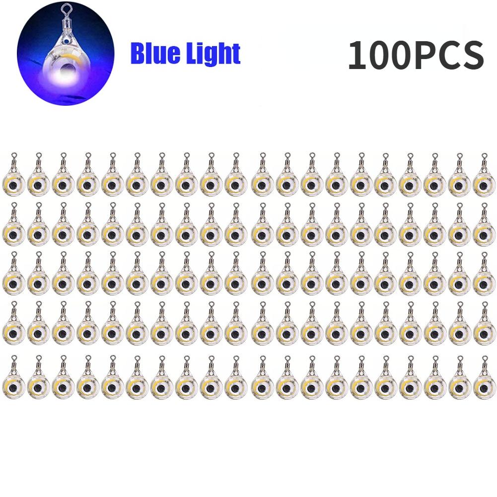 10-200pcs Mini Fishing Lure Light LED Deep Drop Underwater Eye Shape Squid Fish Bait Luminous Lure for Attracting Fish