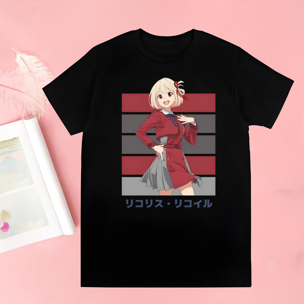 Lycoris Recoil Majima Chisato Nishikigi Takina Men Women T-shirt Tops Crew Neck Fitted Soft Anime Manga Tshirt Tee Shirt T-shirt