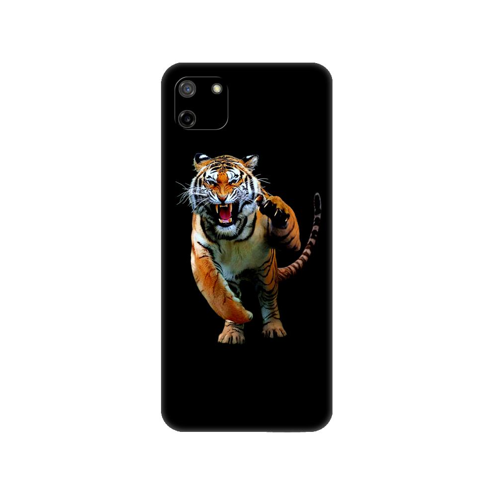 Черный чехол из ТПУ для OPPO Realme C11, чехол для Realme C 11 RealmeC11, задняя крышка RMX2185, бампер, тигр, леопардовый принт, пантера Realme C11 2021