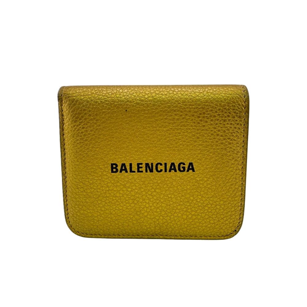 Balenciaga Компактный кошелек кожаный Повседневный кошелек-бумажник золотая кожа унисекс Б/у