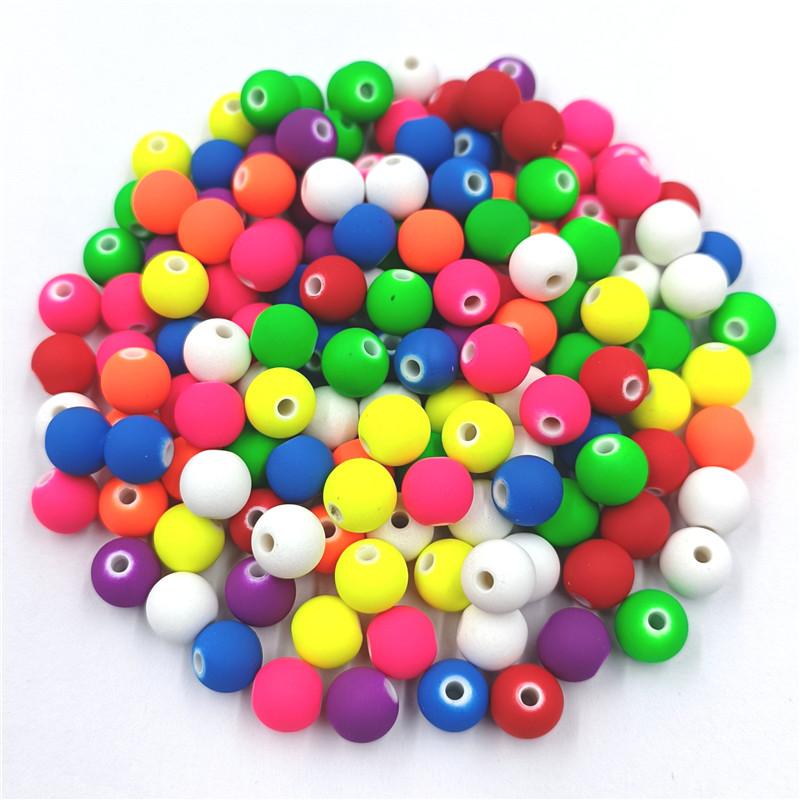 Creative 20Pcs DIY Handmade Beading Plastic Solid Dispersion Beads Ball Beads Candy Color Accessories For Jewelry Making Necklace Bracelet
