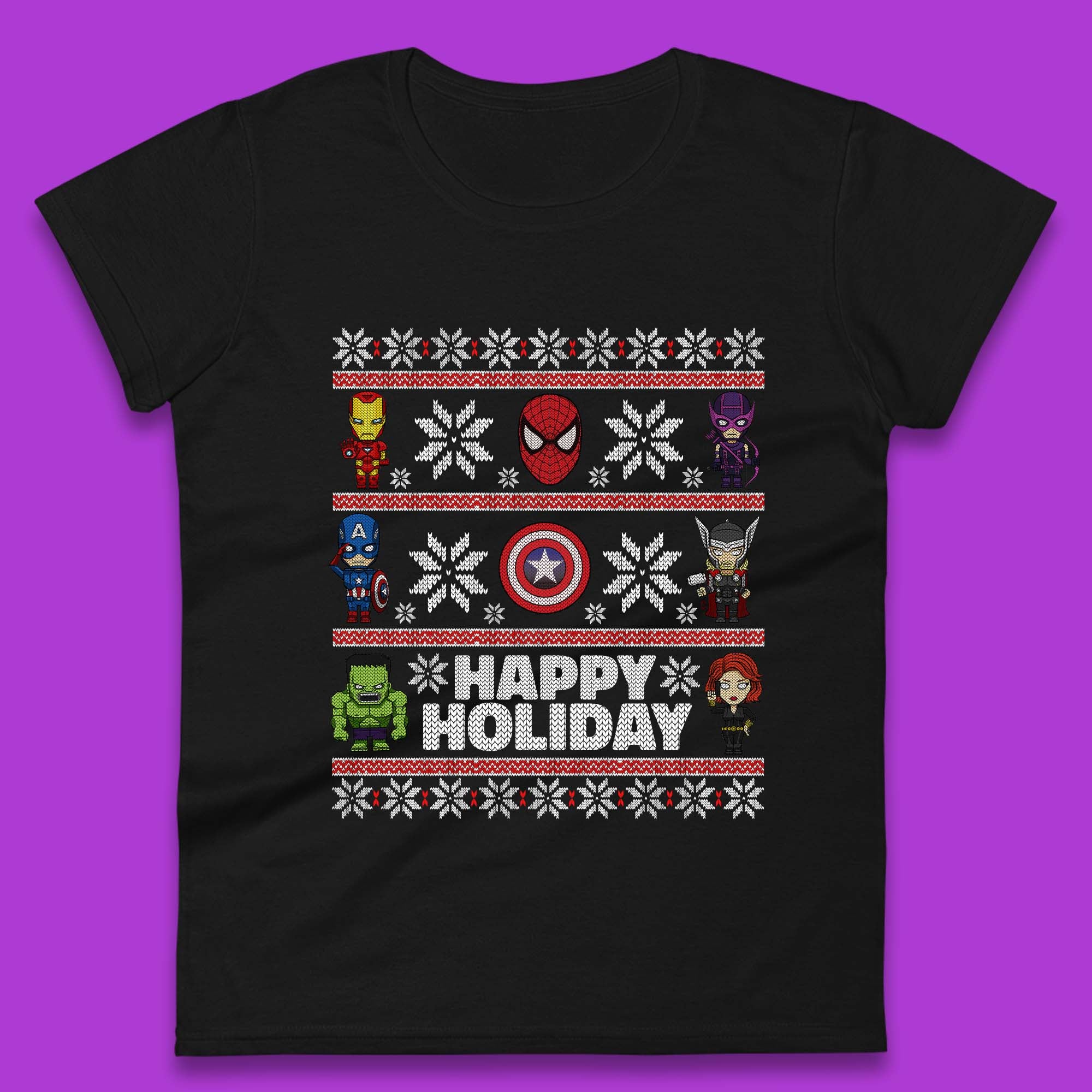 Avengers Superheroes Christmas Womens T-Shirt Mens Tops Tees Unisex L