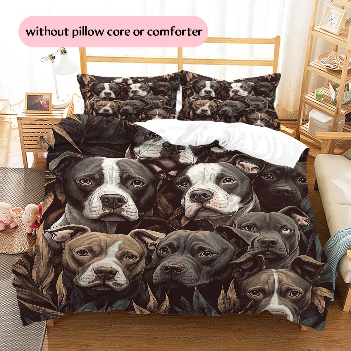 

Pitbull and leaves Pattern Bedding Home Decoration Birthday Gift (1 * duvet cover + 2 * pillowcase, without core) 135x200cm