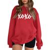 Women's Fashion Round Neck Long Sleeve Solid Color Letter Top Sweatshirt