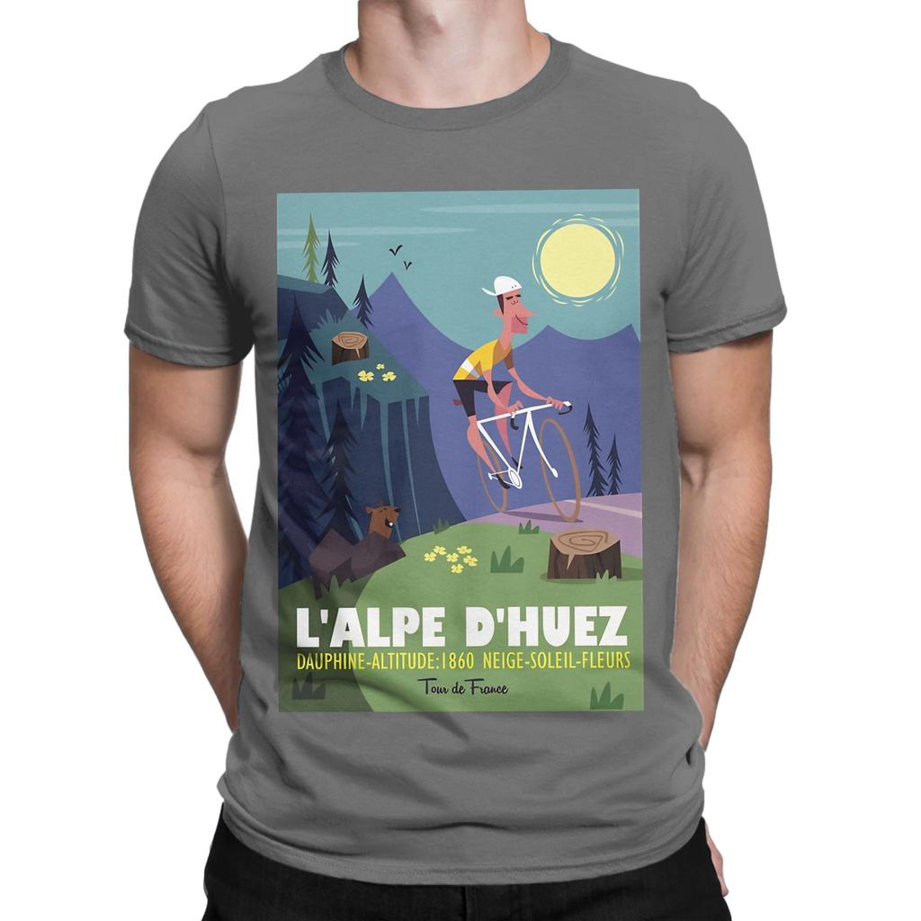 Alpe Cycling Poster Graphic 100 Cotton Tshirt Cycling Poster Tops Tees For Unisex