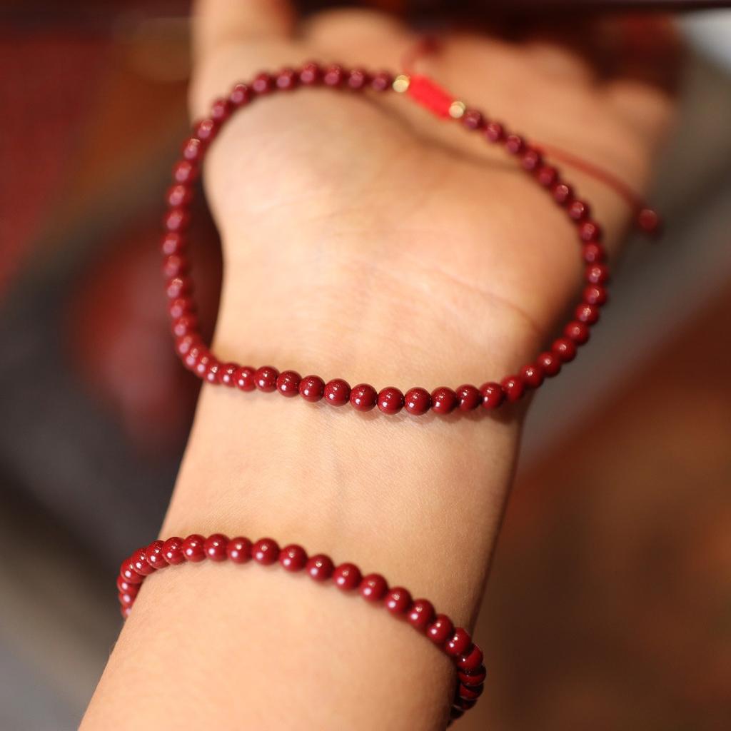 Natural Cinnabar Red Rope Bracelet Hand-knitted Lucky Design Simple Style Daily Casual Fashion Hand Jewelry Accessories