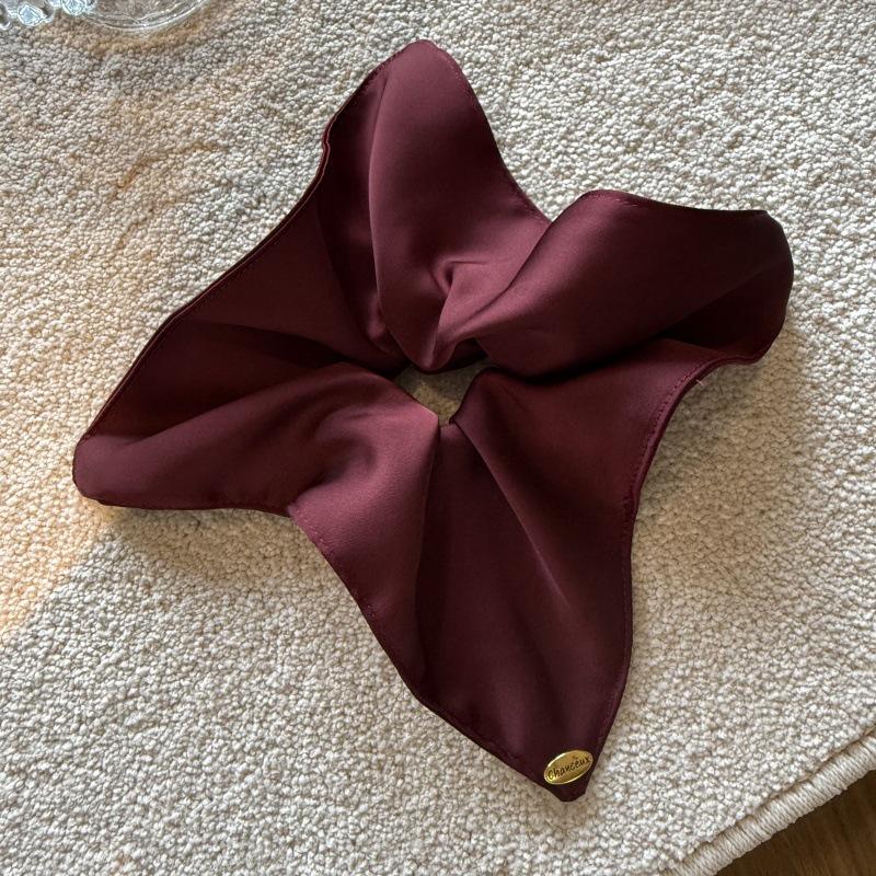 Korean Satin Square Scarf & Hair Tie Set - Retro, Simple, and Elegant Headwear for Women