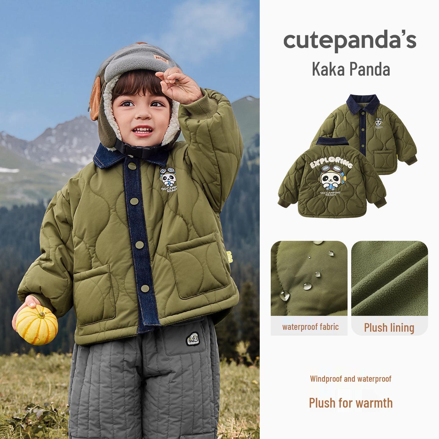 

Kaka Panda Kids Winter Fleece Jacket - Boys and Girls Warm Cotton Coat 110 cm армия зеленый