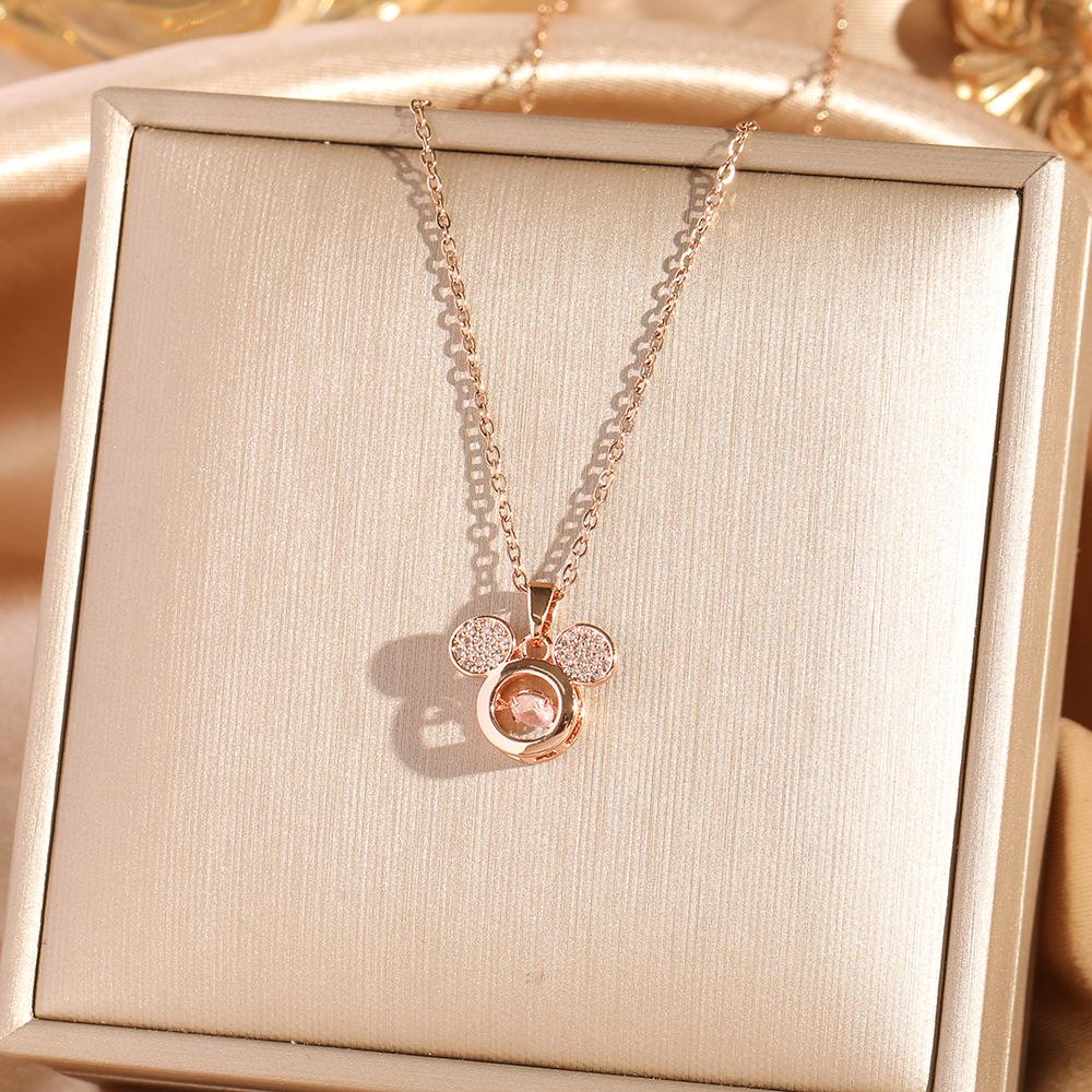 Japan and South Korea Simple Popular Wind Titanium Steel Necklace Female Niche Exquisite Internet Celebrity Zircon Clavicle Chain High-end Jewelry