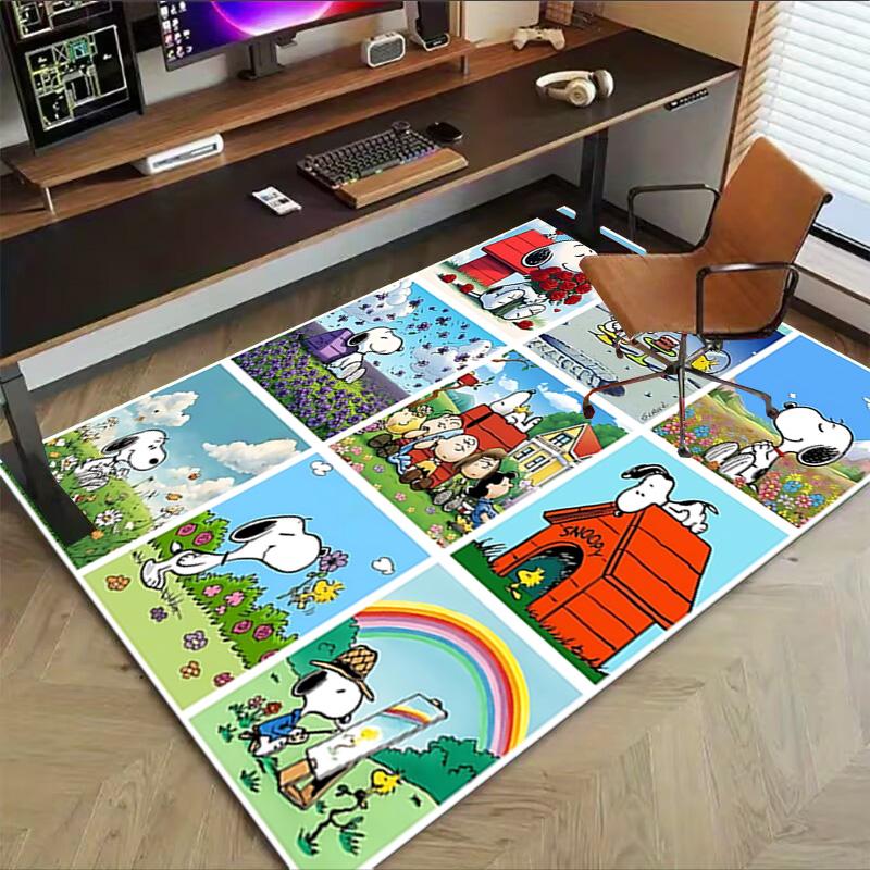 1pc Snoopys Adventures Nature Carpet for Playroom Bedroom Living Room Sofa Home Decor,kids Game Area Rug Non-slip Floor Mat Y73013