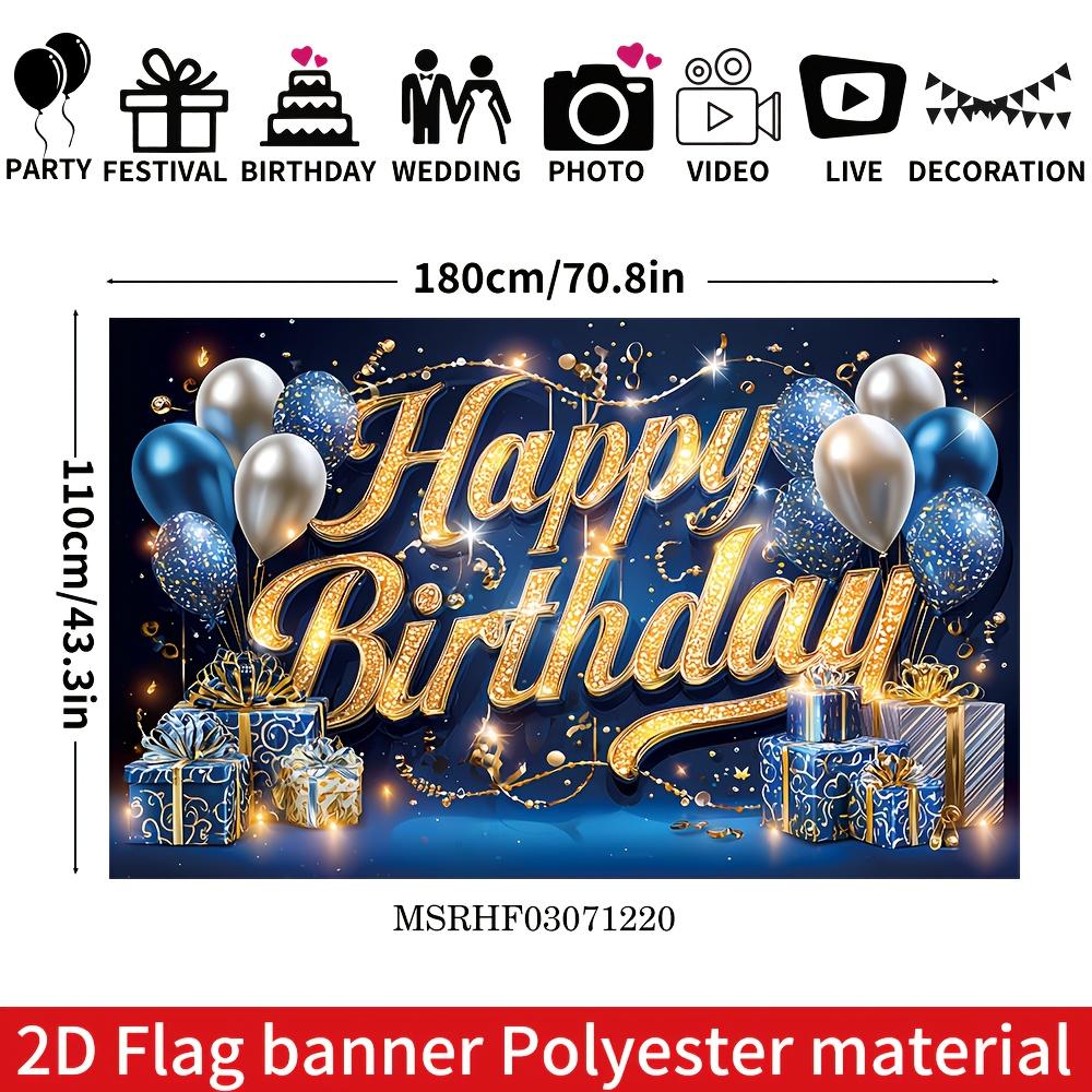 2D, 1-piece Birthday Celebration Decoration for Party, Blue Birthday Theme, Suitable for Indoor and Outdoor Celebration Events