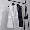 Women's Summer Mid-Length Lightweight Blazer-Style Vest: Solid Color, Minimalist, Commuter-Friendly Cardigan