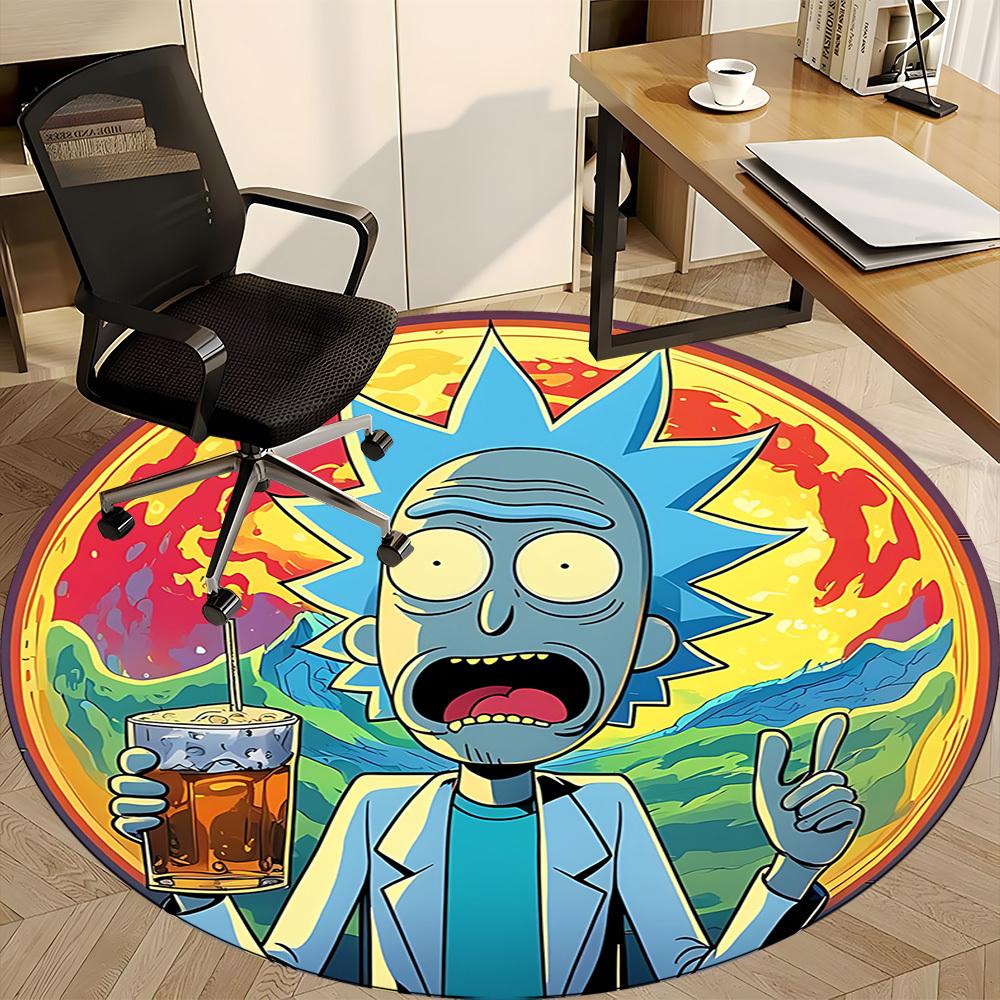 1pc Rick and Morty Office Round Area Rug, Indoor Mat Suitable For Office, Under Office Chairs Bedroom Living Room Home Decor a0908176